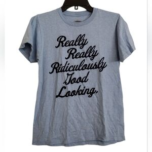 Paramount Zoolander Stylish Blue Graphic Text Tee Size Small